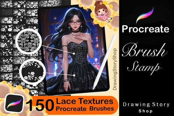 Download 150 Procreate Lace Texture Brushes - Texture brush Collection