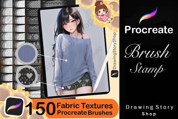 Download 150 Procreate Fabric Texture Brushes - Texture brush Collection