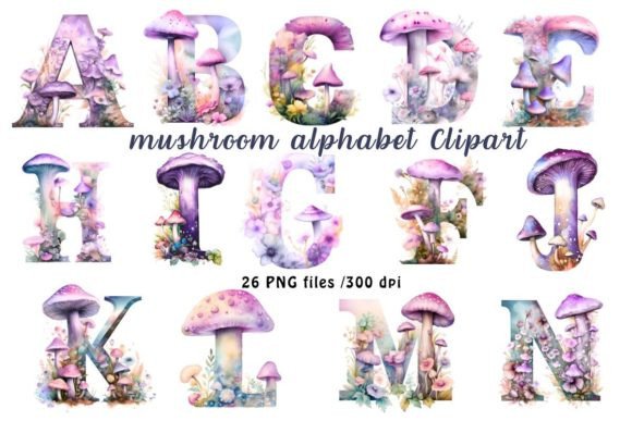 Download Watercolor Letters Mushroom Clipart - Letter Collection
