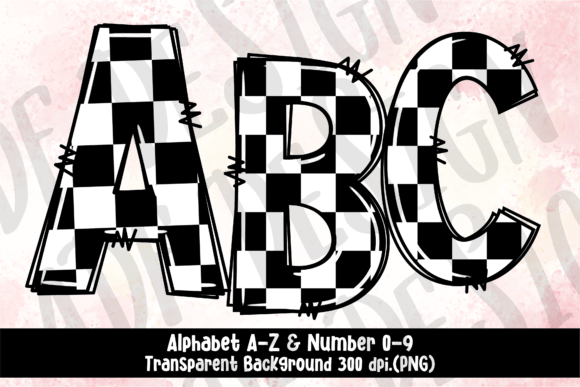 Download Checkered Doodle Alphabet Letters PNG - Letter Collection